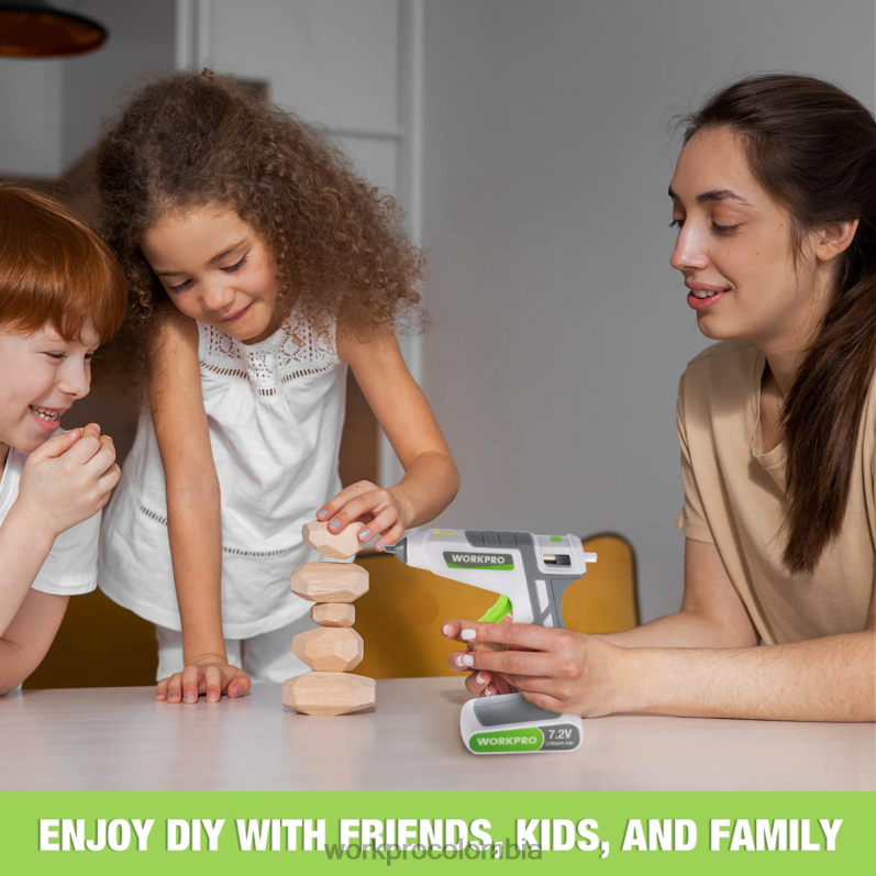 WORKPRO Kit de pistola de pegamento termofusible inalámbrica de 7,2 V JP02P164 herramienta rosa/blanco