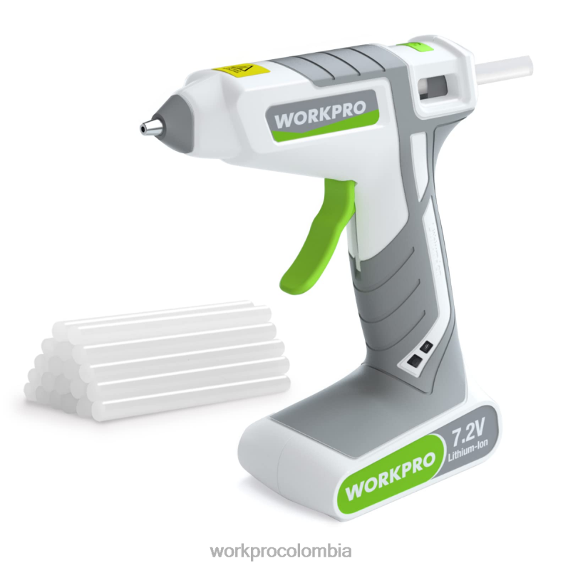 WORKPRO Kit de pistola de pegamento termofusible inalámbrica de 7,2 V JP02P164 herramienta rosa/blanco
