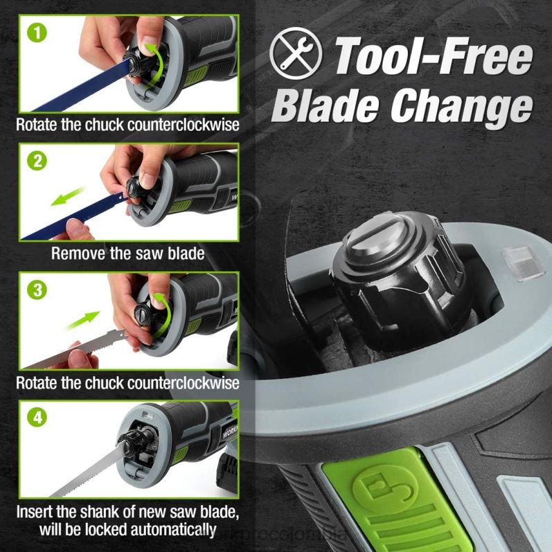 WORKPRO Sierra alternativa inalámbrica, 4 hojas de sierra para cortar madera y metal incluidas. JP02P184 herramienta nuevo