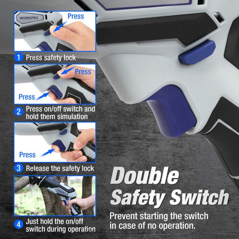 WORKPRO Sierra alternativa inalámbrica de 12 V con mordaza de sujeción. JP02P185 herramienta útil