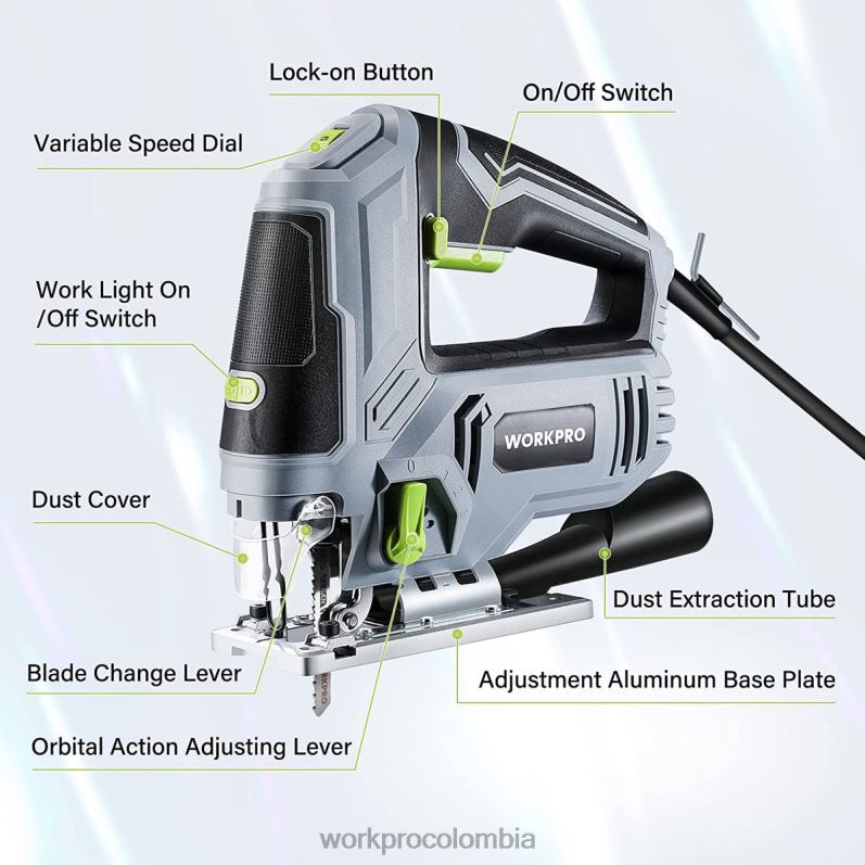 WORKPRO Sierra de calar, equipo de herramientas de sierra de calar eléctrica con cable de 6,5 amperios y 850 vatios JP02P241 herramienta moderno