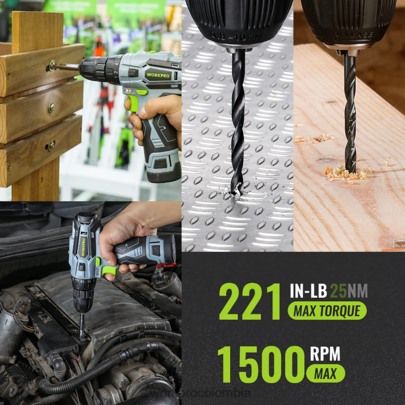 WORKPRO Juego de herramientas portátiles de 108 piezas con taladro eléctrico. JP02P173 herramienta rosa/gris