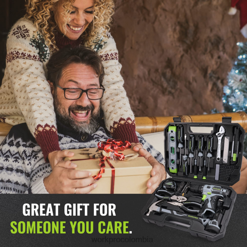 WORKPRO Juego de herramientas portátiles de 108 piezas con taladro eléctrico. JP02P173 herramienta rosa/gris