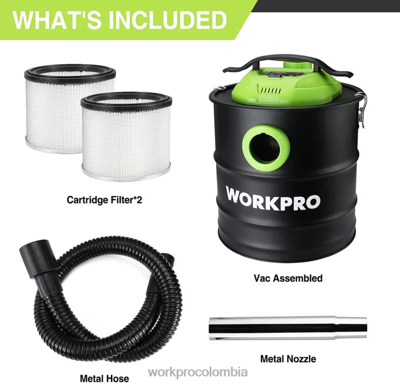 WORKPRO Aspiradora de cenizas de 5,2 galones, aspiradora de cenizas de 5,5 caballos de fuerza máxima con filtro hepa JP02P212 herramienta útil