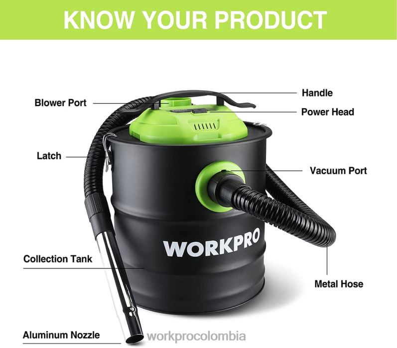 WORKPRO Aspiradora de cenizas de 5,2 galones, aspiradora de cenizas de 5,5 caballos de fuerza máxima con filtro hepa JP02P212 herramienta útil