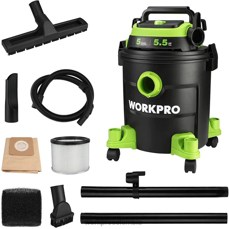 WORKPRO Aspiradora de taller de 5 galones, aspiradora de taller de 5,5 caballos de fuerza máxima con filtro hepa, manguera y accesorios JP02P214 herramienta moderno