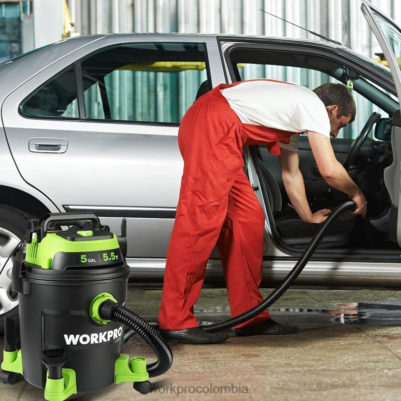 WORKPRO Aspiradora de taller de 5 galones, aspiradora de taller de 5,5 caballos de fuerza máxima con filtro hepa, manguera y accesorios JP02P214 herramienta moderno