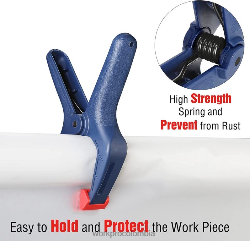 WORKPRO Juego de abrazaderas de resorte de nailon de 16 piezas para estudios de fotografía de carpintería y trabajos de bricolaje JP02P119 herramienta azul