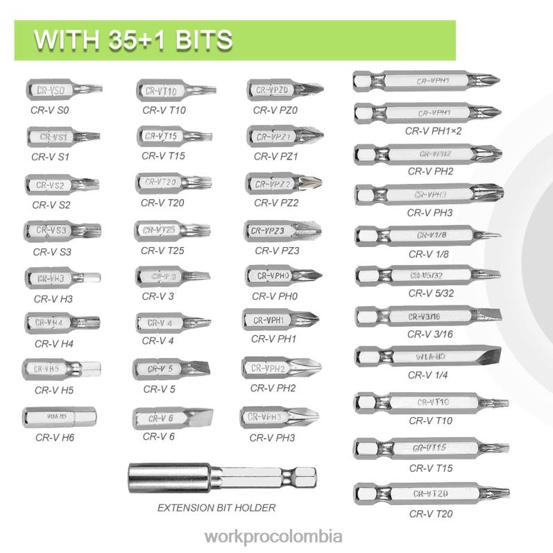 WORKPRO Destornillador eléctrico 4v, juego de destornilladores inalámbricos recargables con luz led JP02P232 herramienta útil