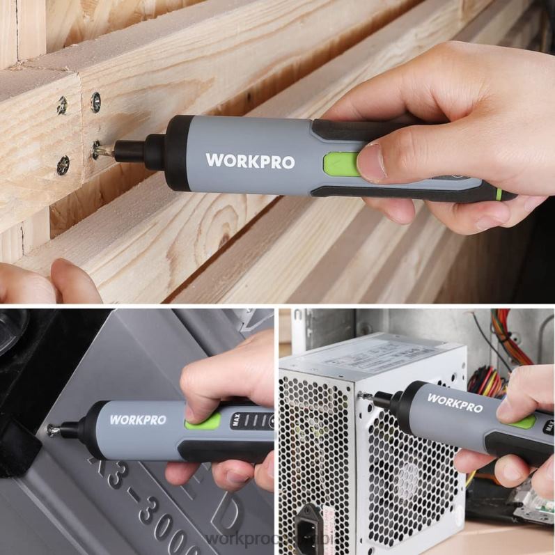 WORKPRO Destornillador eléctrico 4v, juego de destornilladores inalámbricos recargables con luz led JP02P232 herramienta útil