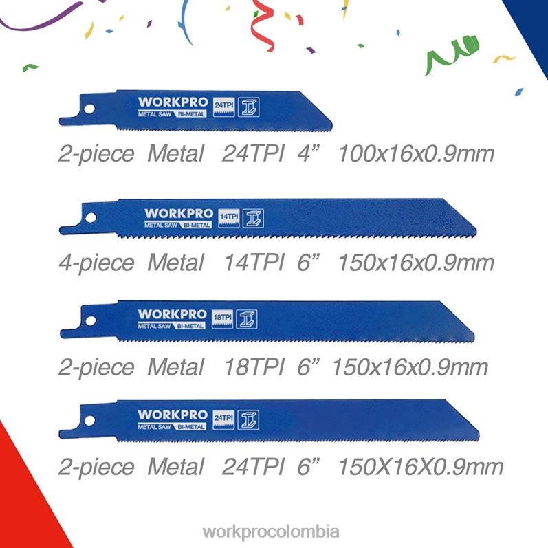 WORKPRO Juego de 32 hojas de sierra alternativa con bolsa organizadora JP02P138 herramienta útil