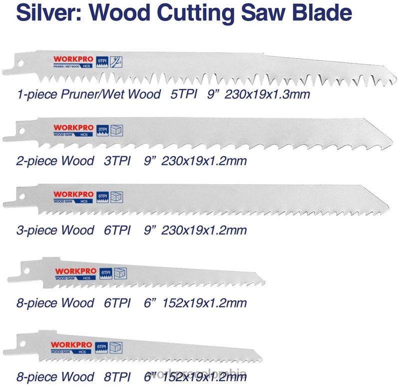 WORKPRO Juego de 32 hojas de sierra alternativa con bolsa organizadora JP02P138 herramienta útil