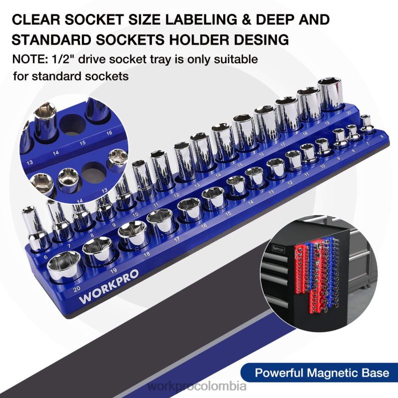 WORKPRO Juego de 4 organizadores magnéticos para receptáculos. JP02P134 herramienta moderno