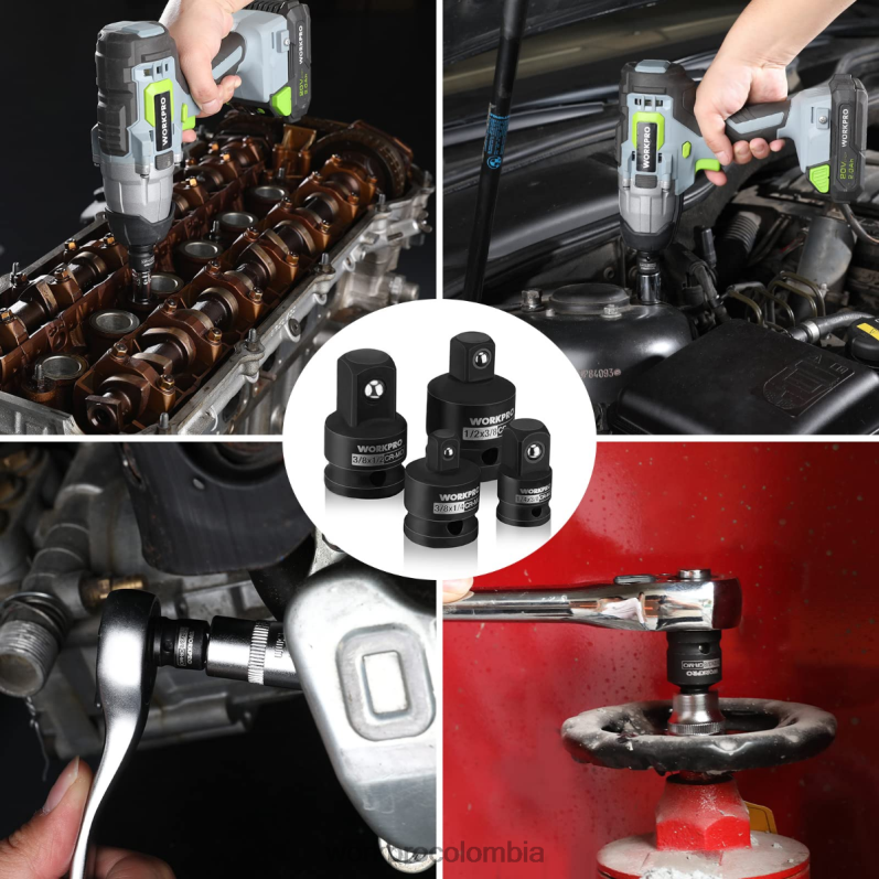 WORKPRO Juego de adaptador y reductor de vaso de impacto de 4 piezas, kit de conversión de llave JP02P94 herramienta útil