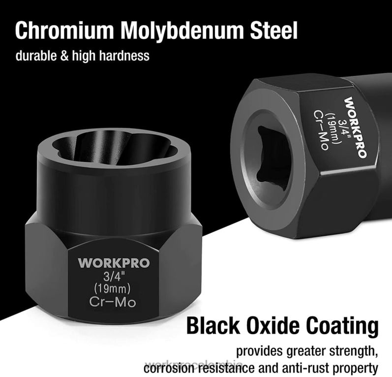 WORKPRO Juego de extractor de tuercas y pernos de impacto de 15 piezas JP02P128 herramienta útil