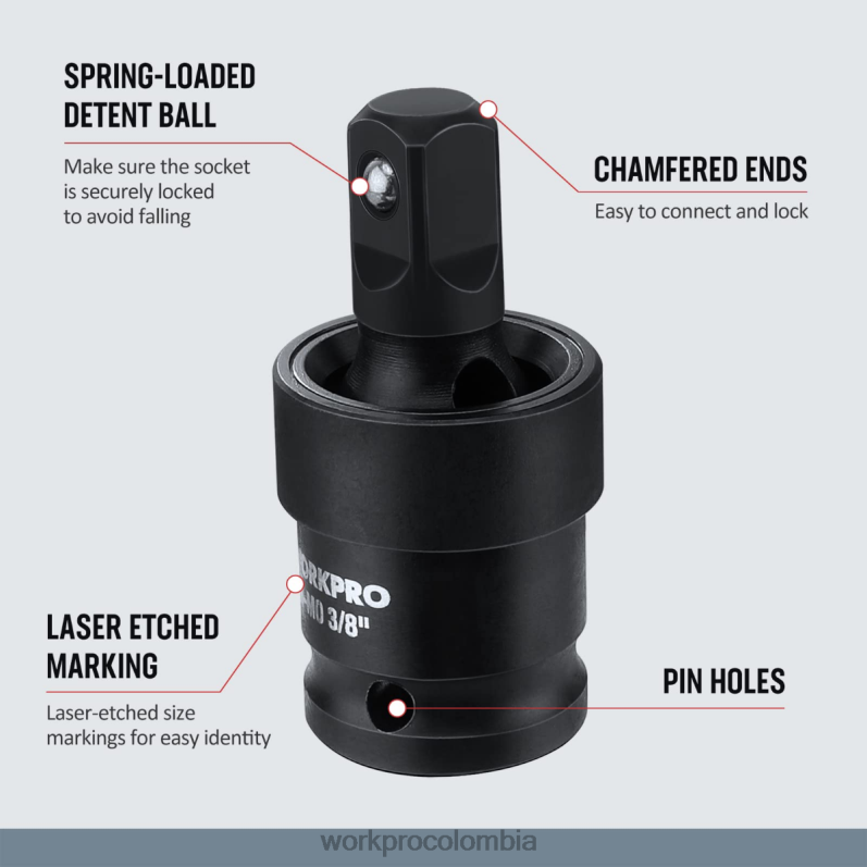 WORKPRO Juego de juntas universales de impacto de 3 piezas JP02P148 herramienta útil