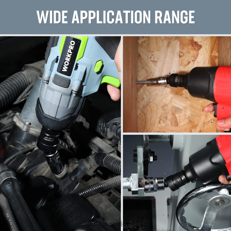WORKPRO Juego de juntas universales de impacto de 3 piezas JP02P148 herramienta útil