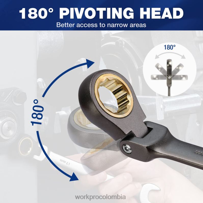 WORKPRO Juego de llaves combinadas con trinquete de cabeza flexible de 8 piezas con bolsa organizadora JP02P86 herramienta útil