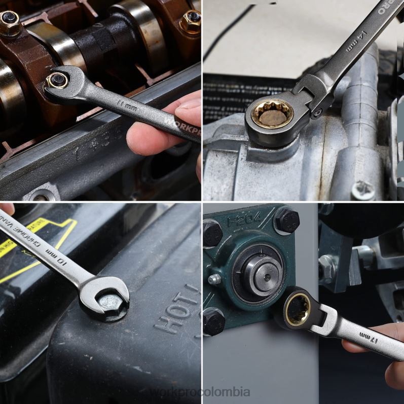 WORKPRO Juego de llaves combinadas con trinquete de cabeza flexible de 8 piezas con bolsa organizadora JP02P86 herramienta útil