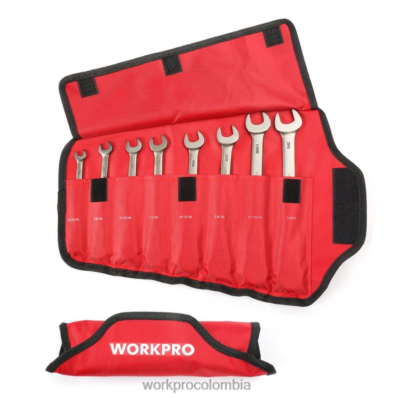 WORKPRO Juego de llaves combinadas con trinquete de cabeza flexible de 8 piezas con bolsa organizadora JP02P86 herramienta útil