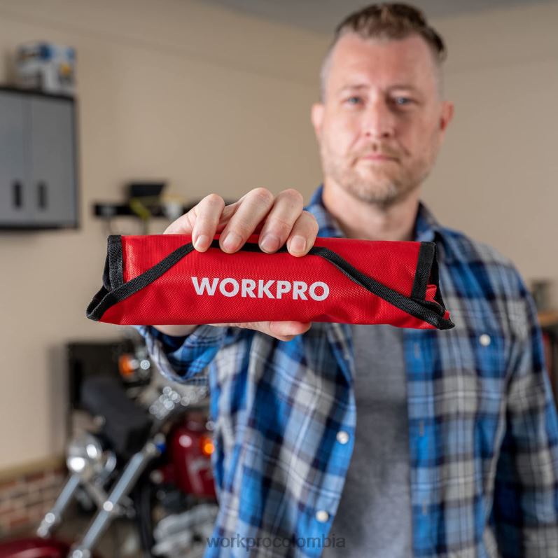 WORKPRO Juego de llaves combinadas con trinquete de cabeza flexible de 8 piezas con bolsa organizadora JP02P86 herramienta útil