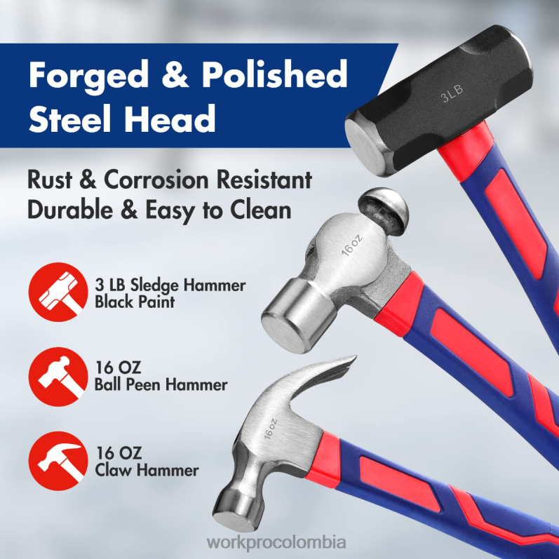 WORKPRO Juego de martillos de 5 piezas. JP02P136 herramienta moderno