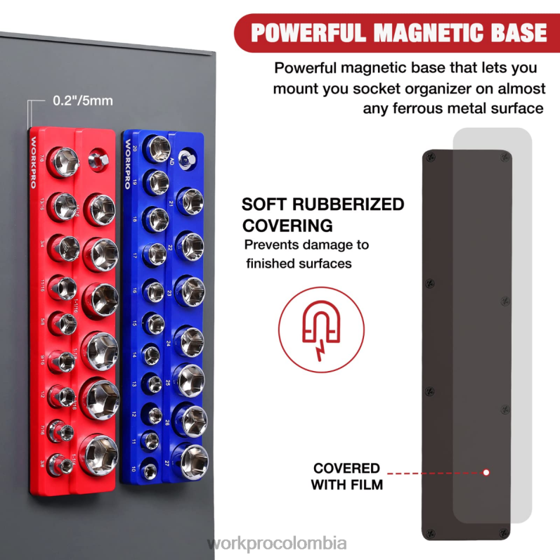 WORKPRO Juego de organizador de enchufes magnéticos. JP02P131 herramienta nuevo