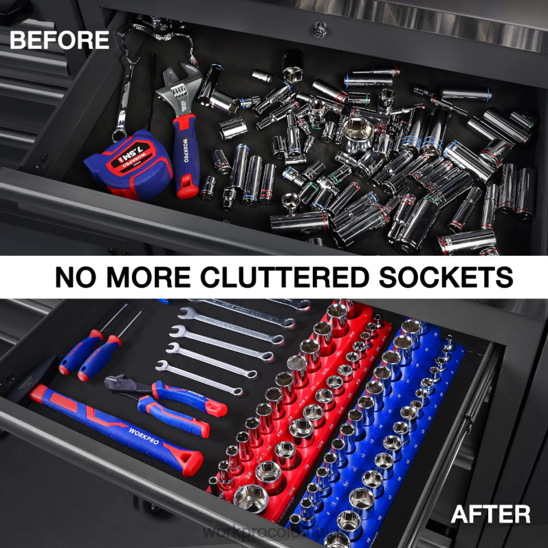WORKPRO Juego de organizador de enchufes magnéticos. JP02P131 herramienta nuevo