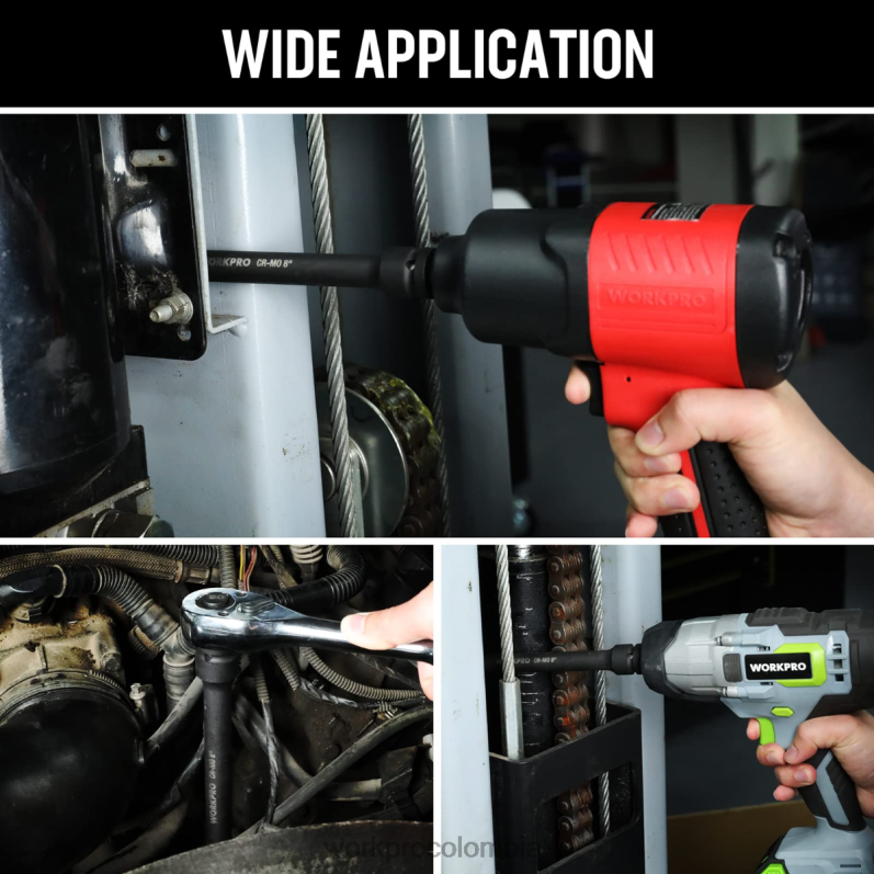 WORKPRO Juegos de barras de extensión de impacto de 3 piezas: 3, 6, 8 pulgadas y 1/2 pulgada JP02P202 herramienta útil