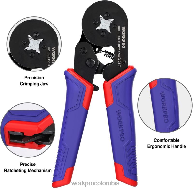 WORKPRO Kit de herramientas para prensar férulas, herramienta para prensar cables de trinquete autoajustable awg 28-7 JP02P161 herramienta moderno