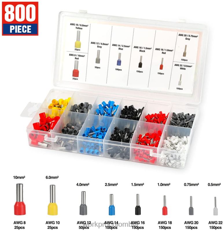 WORKPRO Kit de herramientas para prensar férulas, herramienta para prensar cables de trinquete autoajustable awg 28-7 JP02P161 herramienta moderno