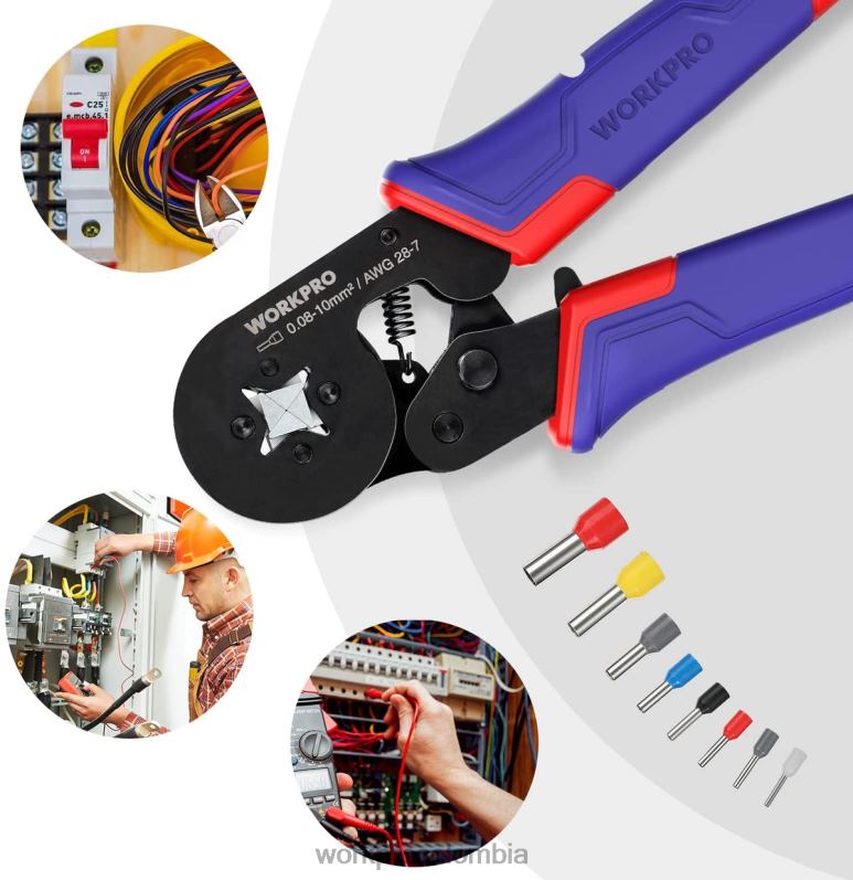 WORKPRO Kit de herramientas para prensar férulas, herramienta para prensar cables de trinquete autoajustable awg 28-7 JP02P161 herramienta moderno