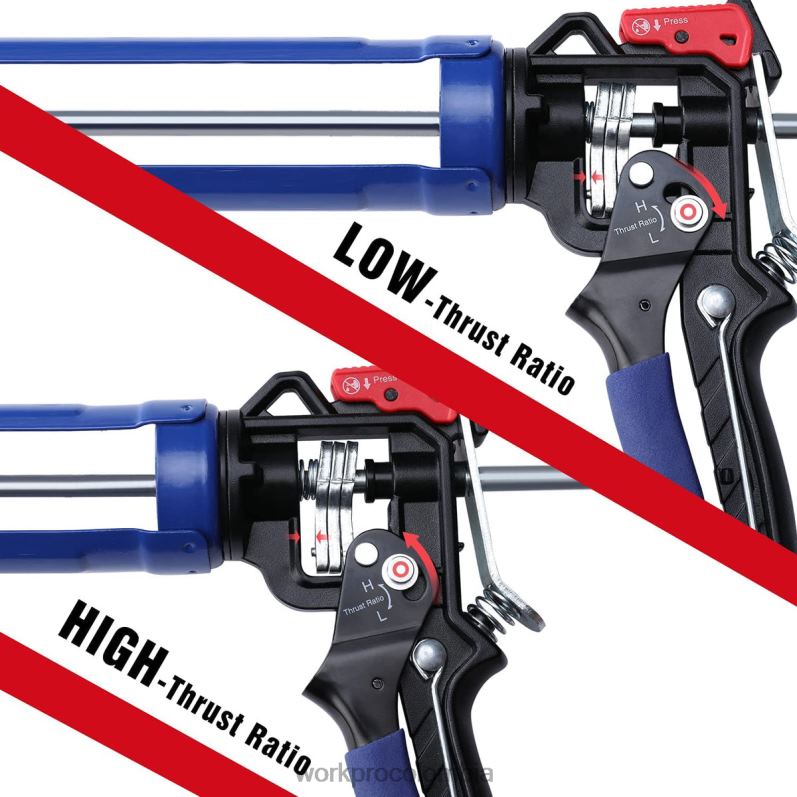 WORKPRO Pistola de calafateo con relación de empuje ajustable para tubos de calafateo estándar JP02P135 herramienta útil