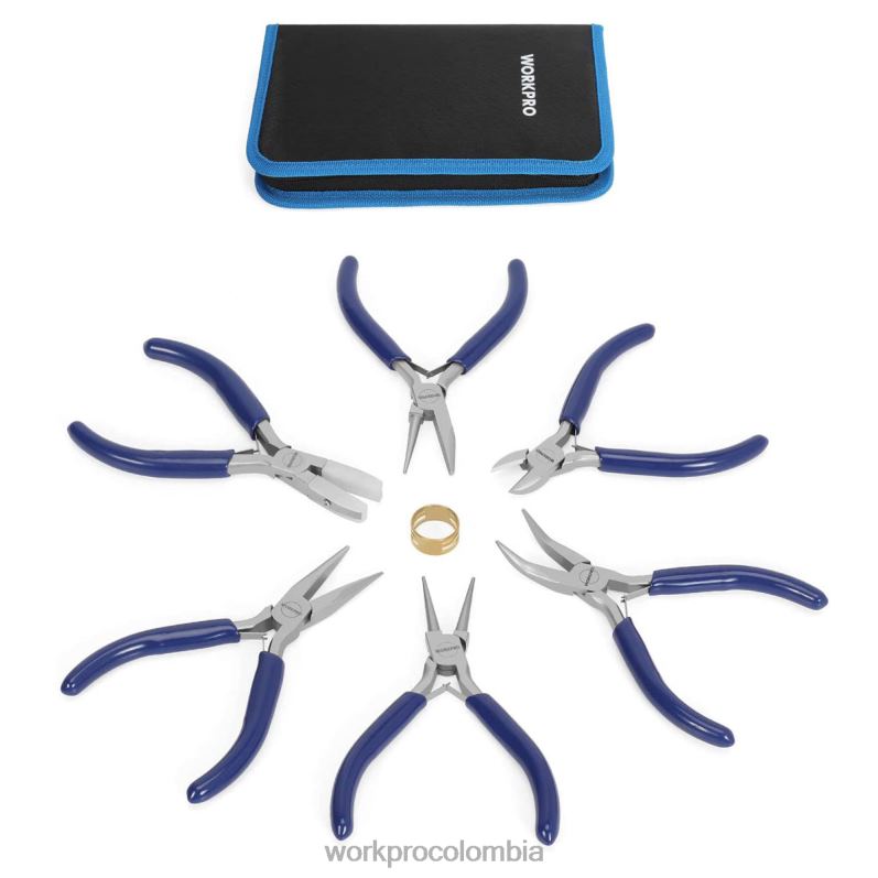 WORKPRO Juego de alicates de joyería de 7 piezas para herramientas de fabricación de joyas con bolsa de fácil transporte JP02P77 herramienta útil