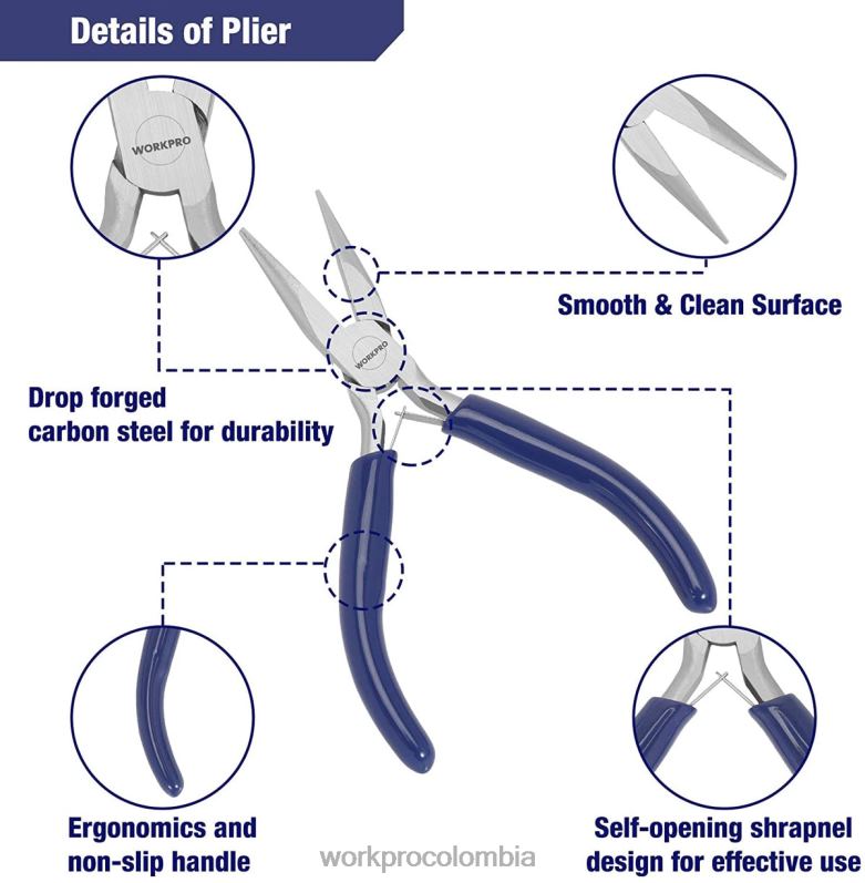 WORKPRO Juego de alicates de joyería de 7 piezas para herramientas de fabricación de joyas con bolsa de fácil transporte JP02P77 herramienta útil