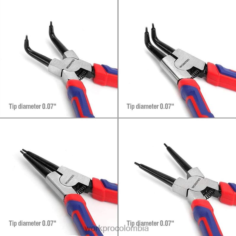 WORKPRO Juego de alicates para anillos de presión de 4 piezas con bolsa de almacenamiento JP02P67 herramienta útil
