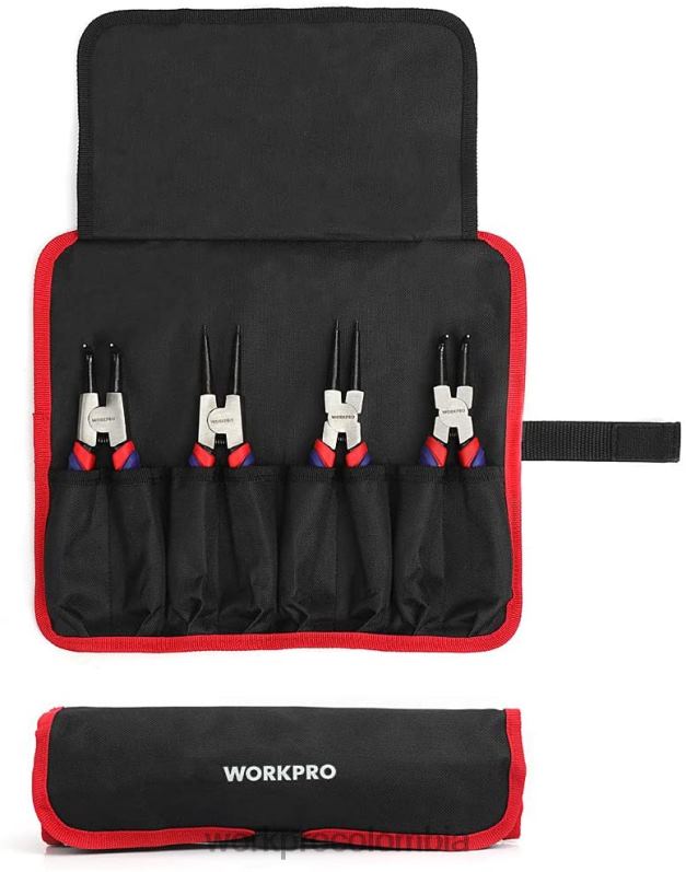 WORKPRO Juego de alicates para anillos de presión de 4 piezas con bolsa de almacenamiento JP02P67 herramienta útil