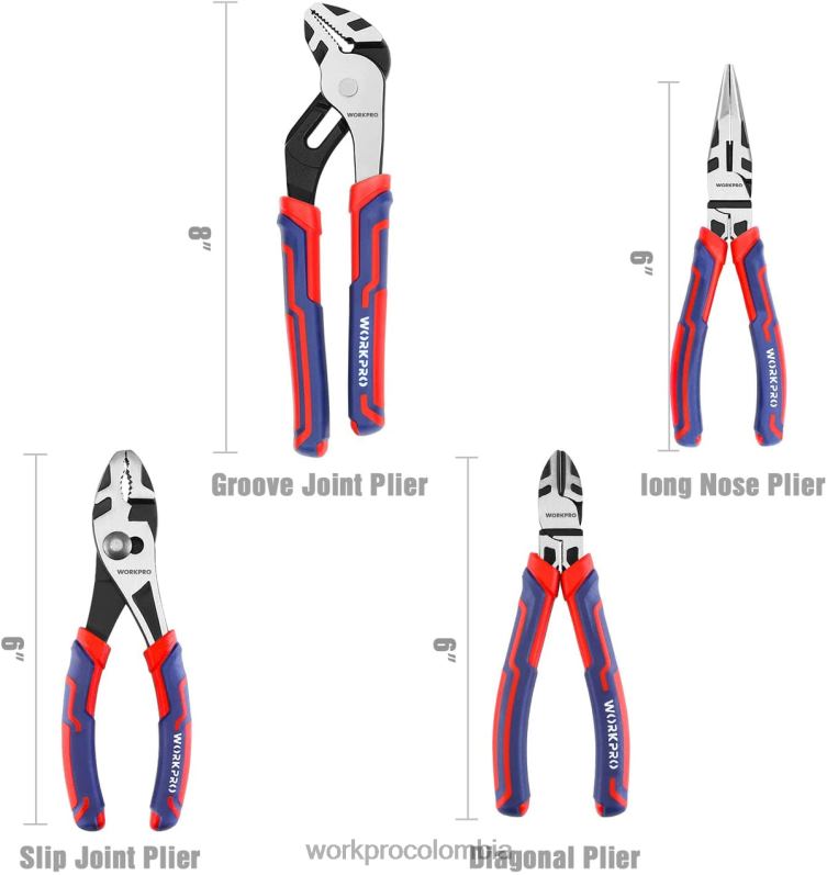 WORKPRO Juego de herramientas de alicates de construcción CR-V premium de 4 piezas JP02P72 herramienta moderno