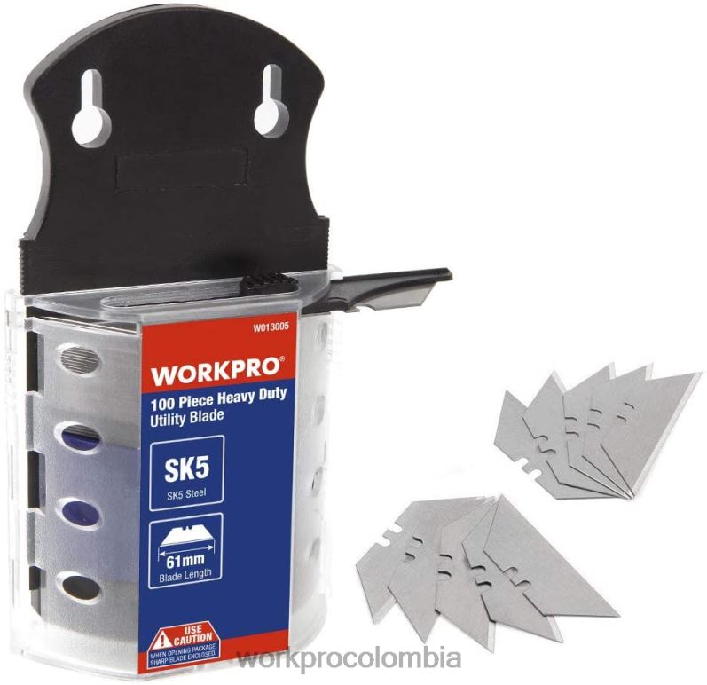WORKPRO 100 hojas de cuchillo multiusos de acero sk5 con dispensador. JP02P40 herramienta útil