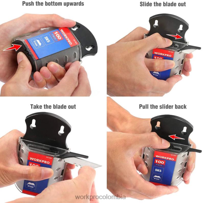 WORKPRO 100 hojas de cuchillo multiusos de acero sk5 con dispensador. JP02P40 herramienta útil