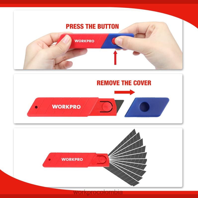 WORKPRO Cuchillas desmontables de 18 mm La cuchilla de repuesto de acero sk5 se adapta al paquete de 100 JP02P53 herramienta útil