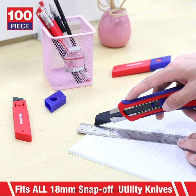 WORKPRO Cuchillas desmontables de 18 mm La cuchilla de repuesto de acero sk5 se adapta al paquete de 100 JP02P53 herramienta útil