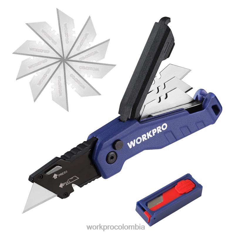 WORKPRO navaja multiusos plegable, caja de cambio rápido cutte 13 hojas adicionales incluidas JP02P52 herramienta azul/rojo/rosa