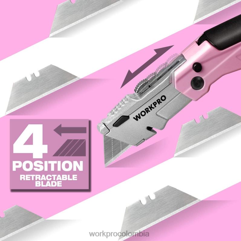 WORKPRO navaja multiusos plegable de cambio rápido con 12 hojas adicionales JP02P37 herramienta rosa