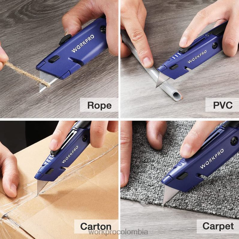 WORKPRO navaja multiusos retráctil con almacenamiento adicional para hojas, paquete de 2 cortadores de caja de cambio rápido JP02P56 herramienta moderno