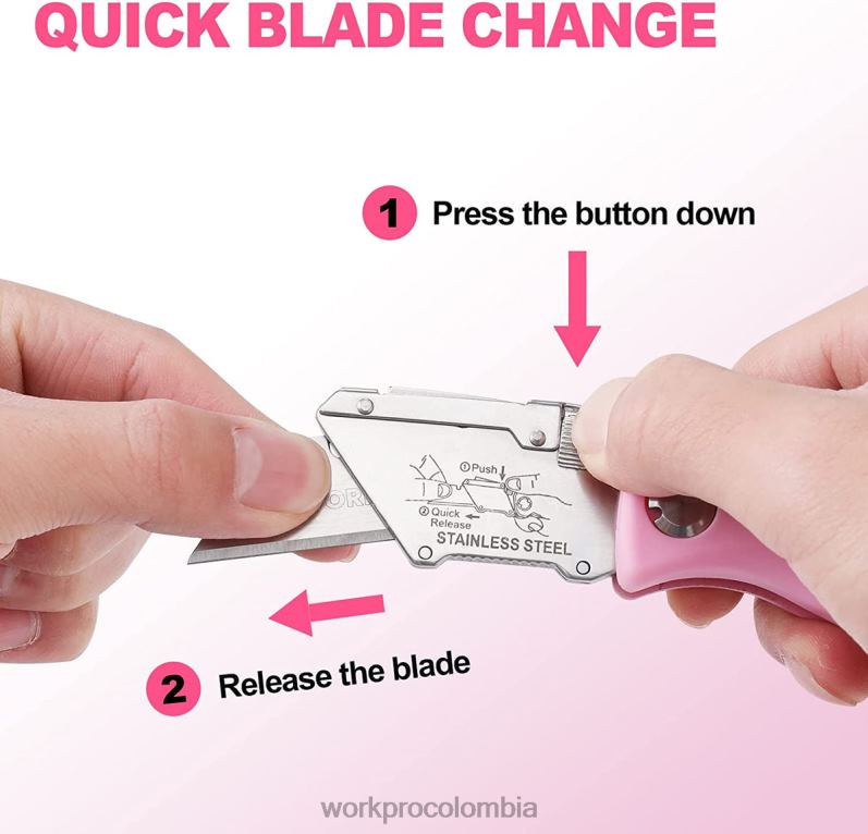 WORKPRO navaja plegable, cúter de cambio rápido, navaja de afeitar JP02P36 herramienta rosa