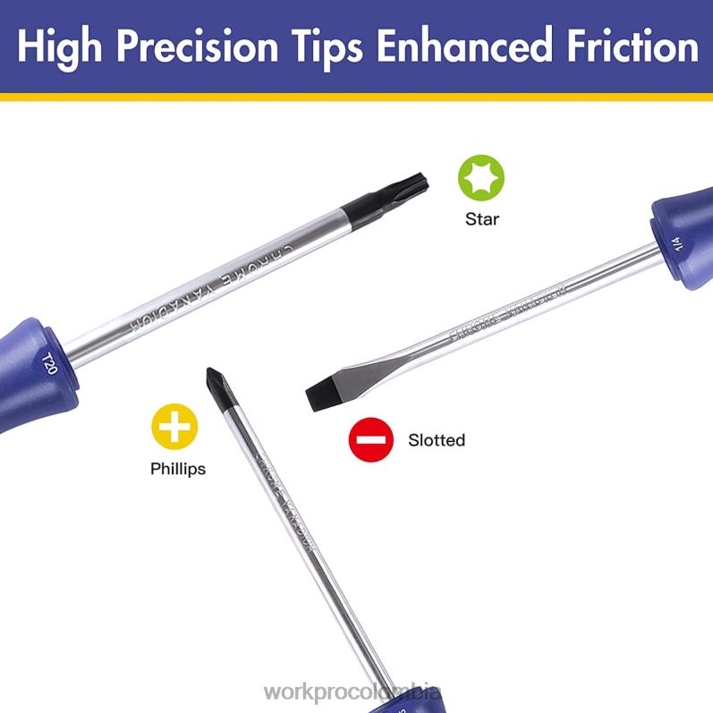 WORKPRO Juego de destornilladores magnéticos de 12 piezas con organizador plano para reparación de mecánica doméstica industrial JP02P99 herramienta nuevo