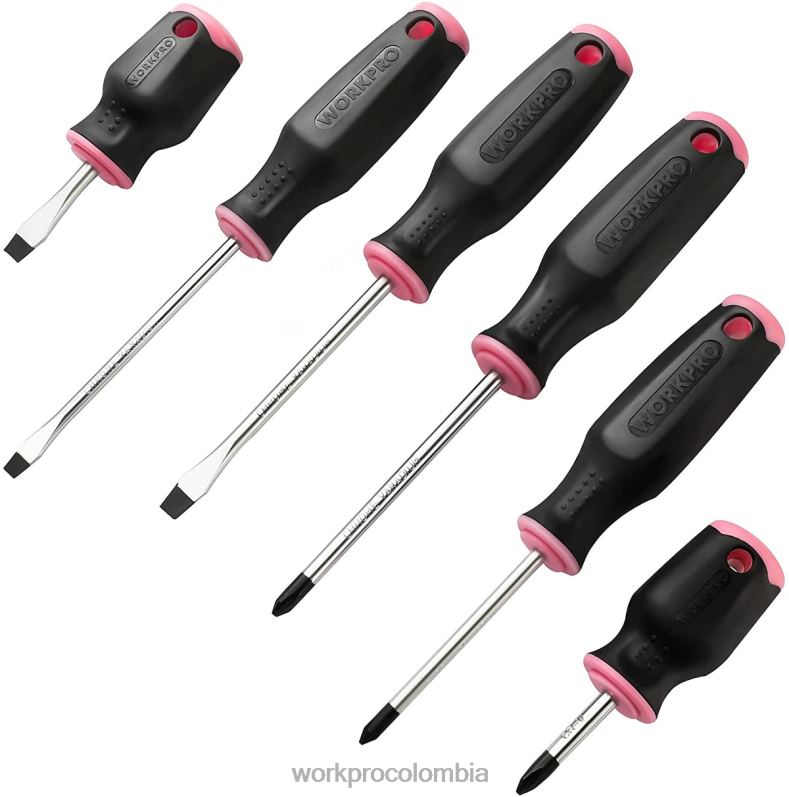WORKPRO Juego de destornilladores magnéticos de 6 piezas. JP02P244 herramienta rosa