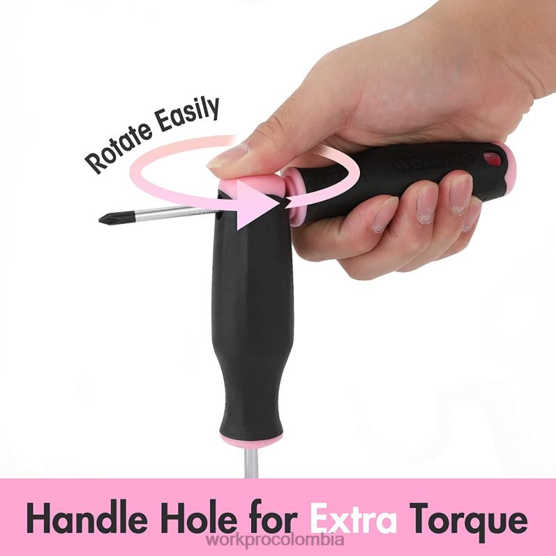 WORKPRO Juego de destornilladores magnéticos de 6 piezas. JP02P244 herramienta rosa