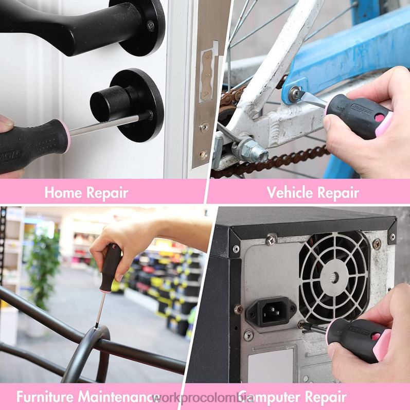 WORKPRO Juego de destornilladores magnéticos de 6 piezas. JP02P244 herramienta rosa